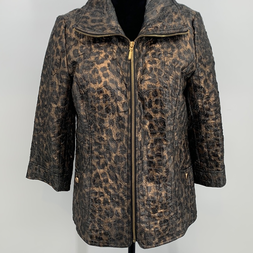 JM Collection Jacket size 6 Reptile Animal Print Bronze